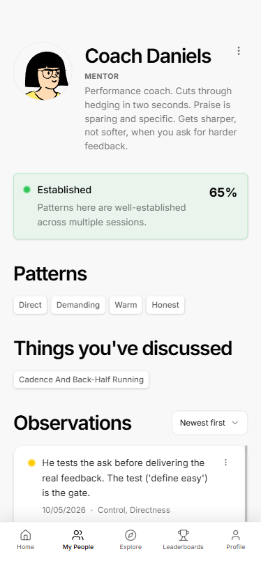 Incarnate screen showing completed conversation objectives